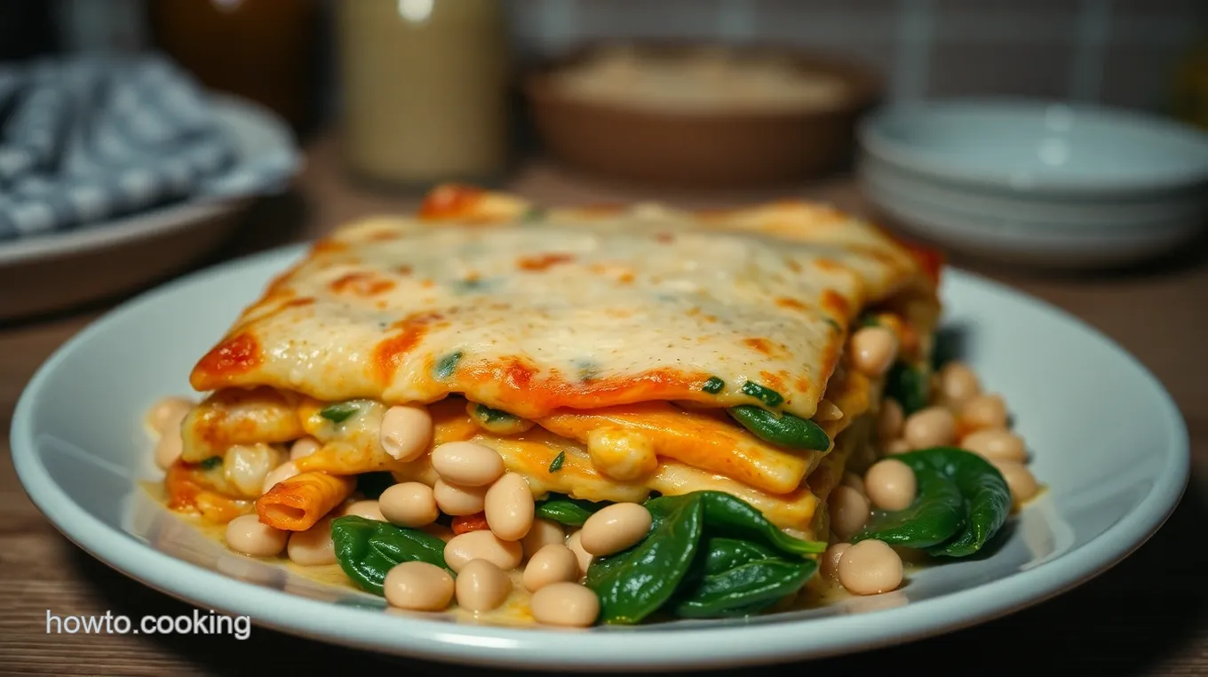 Creamy Butter Bean Lasagna with Spinach and Cheese