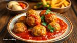 Fry Chicken Meatballs with Marinara Sauce