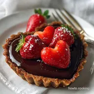 Valentines Dessert with Chocolate and Strawberries: No-Bake Tart