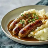 Bangers and Mash: Creamy Mash Rich Onion Gravy