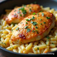 OnePan Creamy Parmesan Chicken and Orzo Recipe