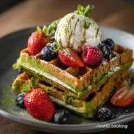 The Best Crisp Fluffy Matcha Monster Waffles Recipe
