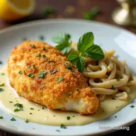 Best Parmesan Crusted Chicken with Creamy Garlic Sauce