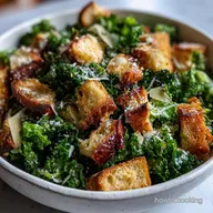 Kale Caesar Salad: Robust Flavor Sourdough Croutons