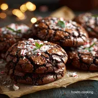 Peppermint Brownie Cookies Fudgy Crinkle Recipe for Christmas