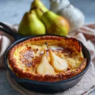 Galentines Brunch: Champagne Poached Pears & Puffed Pancake