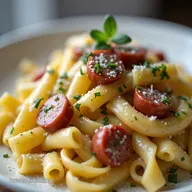 The Ultimate Garlic Sausage Alfredo Rigatoni Recipe
