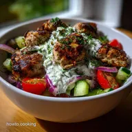 Greek Chicken Meatball Bowls: Juicy Meatballs & Fresh Tzatziki