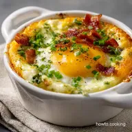 Light Fluffy Green Chili Bacon Cheese Egg Breakfast Souffl&eacute;