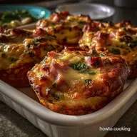 Ham and Cheese English Muffin Breakfast Casserole with Herbs