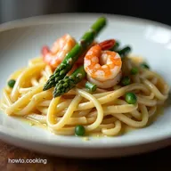Effortless OnePan Creamy LemonGarlic Shrimp and Asparagus Pasta