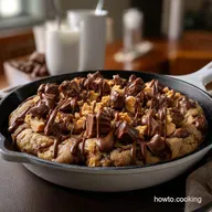 Peanut Butter Skillet Cookie with Reeses: Fudgy Pizookie