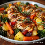 Healthy Dinner Recipe with Roasted Chicken and Vegetables: Crispy Skin