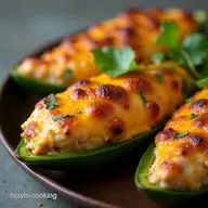 Smoky Poblano Queso Fundido Chicken Stuffed Peppers
