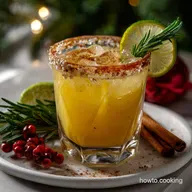 Spiced Christmas Margarita Cocktail for the Holiday Season with Cinnamon