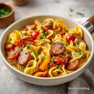 Sticky Honey Garlic Sausage Pasta Skillet