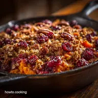 Sweet Potato Cranberry Gratin with Brown Butter Pecan Crumble