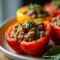 The Secret to Juicy stuffed peppers with quinoa and Lean Mince Herbs