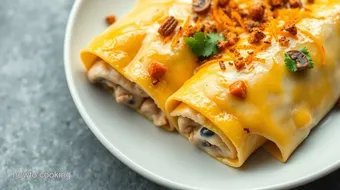 Bake Creamy Mushroom Enchiladas in 50 Min recipe card