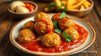 Fry Chicken Meatballs with Marinara Sauce