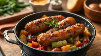 Stove Cooked Brats with Sautéed Veggies