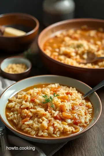 Savory French Onion Soup Baked Long Grain Rice presentation