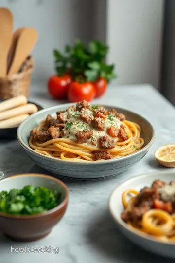 Cooked Philly Cheesesteak Pasta Delight presentation