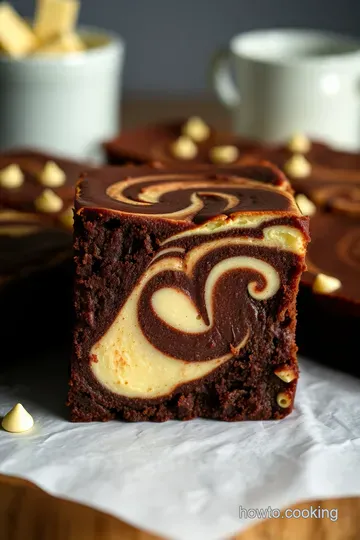 Decadent Chocolate and White Chocolate Swirl Brownies presentation