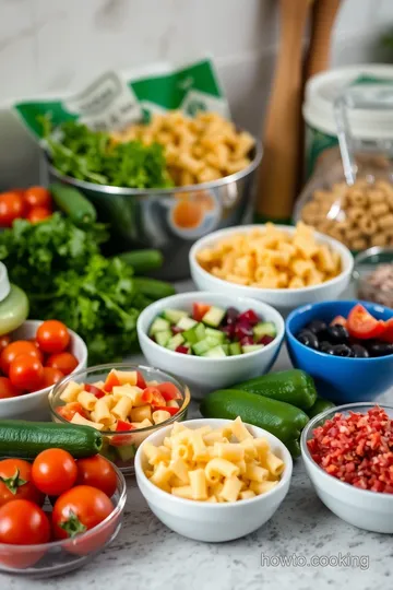 Delightful Rotini Pasta Salad with Fresh Veggies and Herbs ingredients