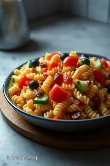 Delightful Rotini Pasta Salad with Fresh Veggies and Herbs presentation