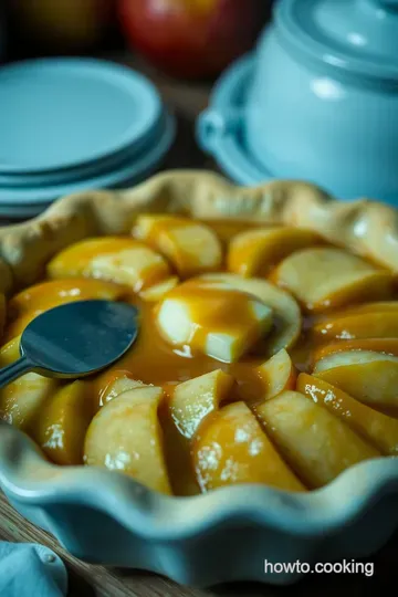 Irresistible Classic Apple Pie with Drizzled Caramel Sauce presentation