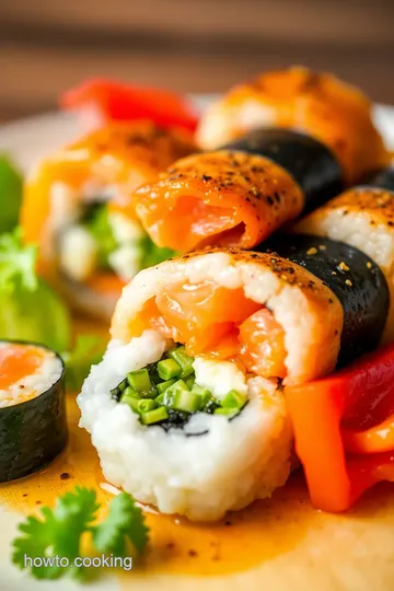 Salmon-Top Sushi Rolls presentation