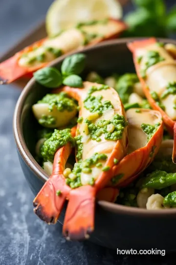 Pesto Langostino Zucchini Noodles presentation