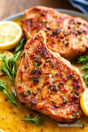 Herb-Crusted Bone-In Pork Chops on a Towel Bar presentation