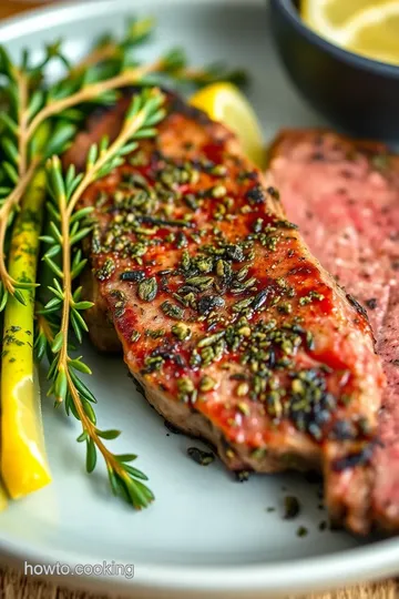 Herb-Crusted Sirloin Steak with Garlic Butter presentation