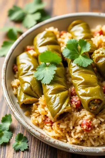 Byzantine Stuffed Grape Leaves (Dolma) presentation