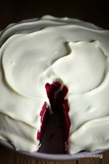 Velvet Splendor: The Ultimate Red Velvet Cake with Cream Cheese Frosting presentation