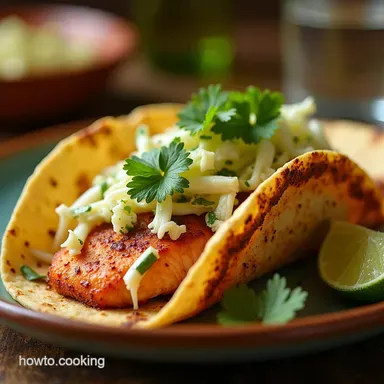 Crispy Air Fryer Salmon Tacos with Zingy Slaw Recipe Card