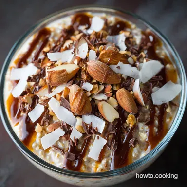 Healthy Almond Joy Overnight Oats Easy NoFaff Breakfast Recipe Recipe Card