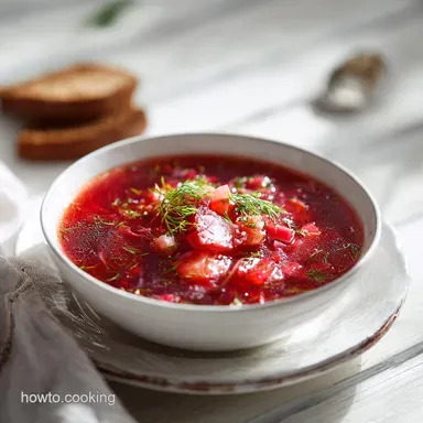 Authentic Ukrainian Borscht Soup Recipe for 8 Servings Recipe Card