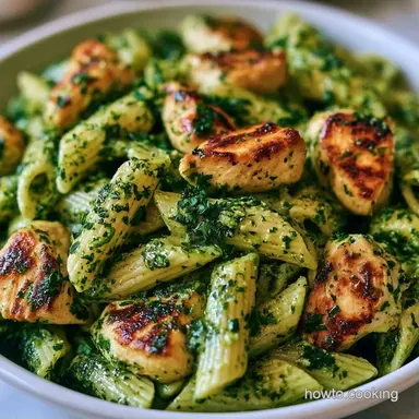 Baked Chicken Pesto Pasta for 4 Servings Recipe Card