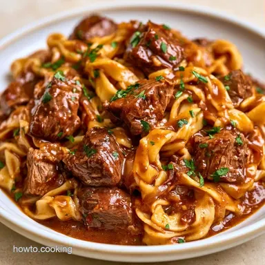 Beef and Noodles for 6 Servings Recipe Card