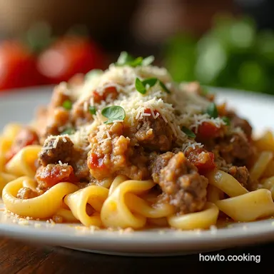 Beef and Rotini in Parmesan Garlic Sauce 45Min Supper Recipe Card