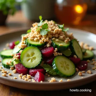 Simple Cucumber and Beetroot Salad with Zesty LemonDill Dressing Recipe Card