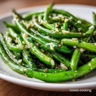 Sauteed Green Beans for 4 Servings with Blistered Garlic Recipe Card