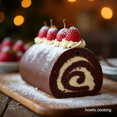 Elegant Black Forest Roll Cake Recipe Chocolate Roulade Recipe Card