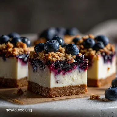 Blueberry Cheesecake Bars with Crumble Topping Recipe Card