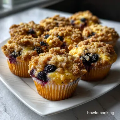 Blueberry Crumble Muffins Recipe: Bakery Tops & Sour Cream Crumb Recipe Card