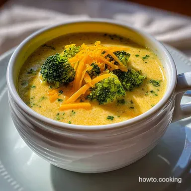 Broccoli Cheddar Soup Panera Copycat in 20 Minutes - Creamy Recipe Card