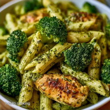 Broccoli Chicken Pesto Pasta: Creamy